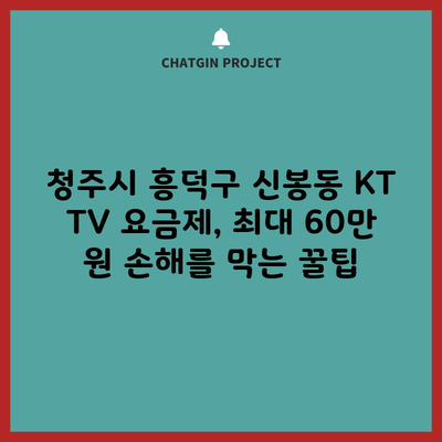 청주시 흥덕구 신봉동 KT TV 요금제, 최대 60만 원 손해를 막는 꿀팁