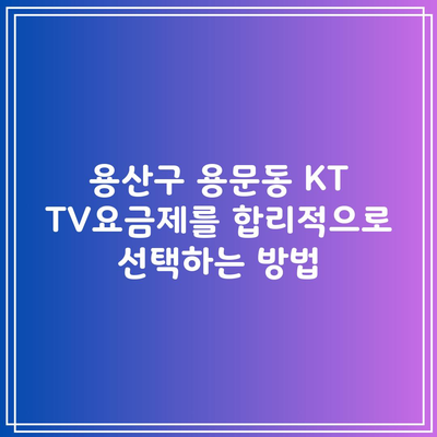 용산구 용문동 KT TV요금제를 합리적으로 선택하는 방법