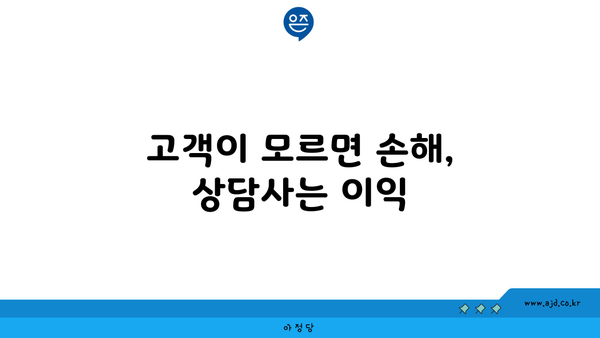 고객이 모르면 손해, 상담사는 이익