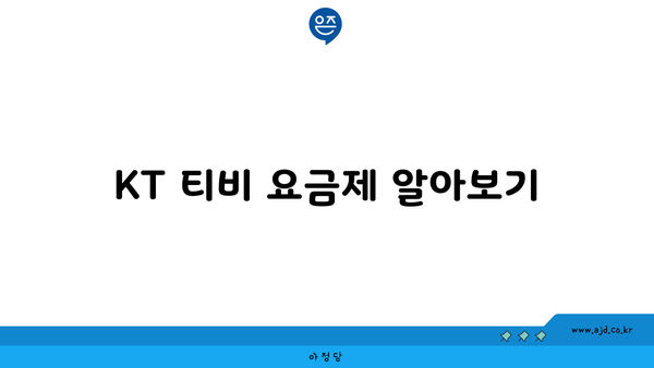 KT 티비 요금제 알아보기