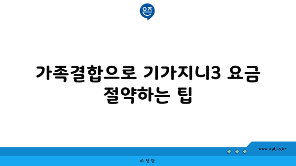 가족결합으로 기가지니3 요금 절약하는 팁