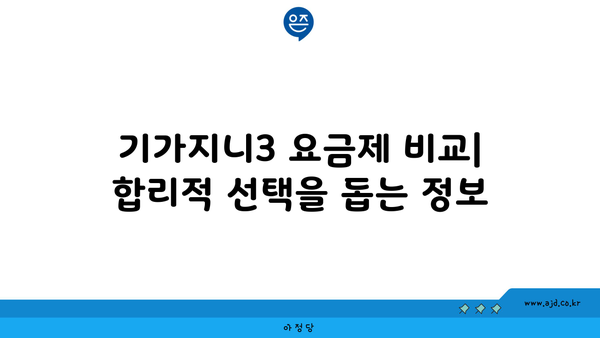 기가지니3 요금제 비교| 합리적 선택을 돕는 정보