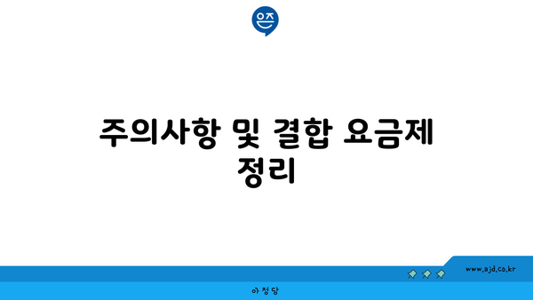 주의사항 및 결합 요금제 정리