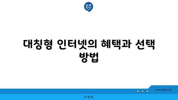 대칭형 인터넷의 혜택과 선택 방법