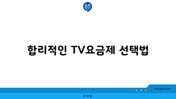 합리적인 TV요금제 선택법