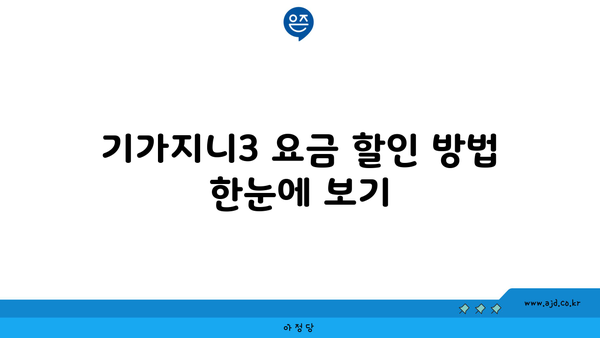 기가지니3 요금 할인 방법 한눈에 보기