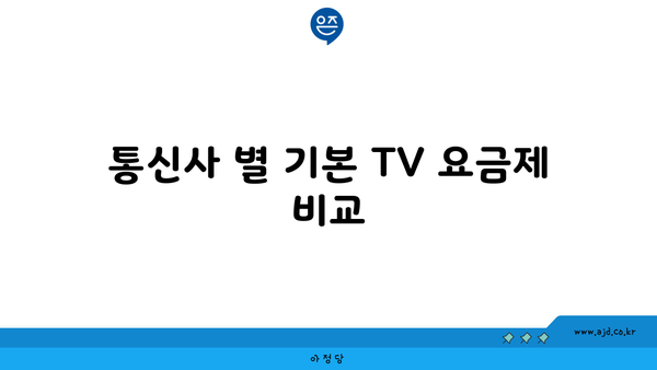 통신사 별 기본 TV 요금제 비교