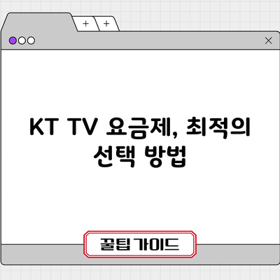 KT TV 요금제, 최적의 선택 방법