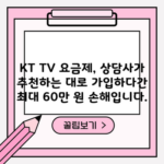 KT TV 요금제, 상담사가 추천하는 대로 가입하다간 최대 60만 원 손해입니다.