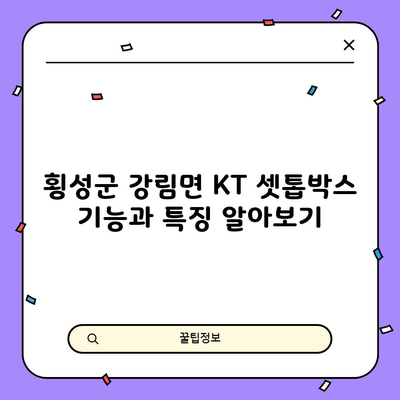 횡성군 강림면 KT 셋톱박스 기능과 특징 알아보기