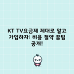 KT TV요금제 제대로 알고 가입하자: 비용 절약 꿀팁 공개!