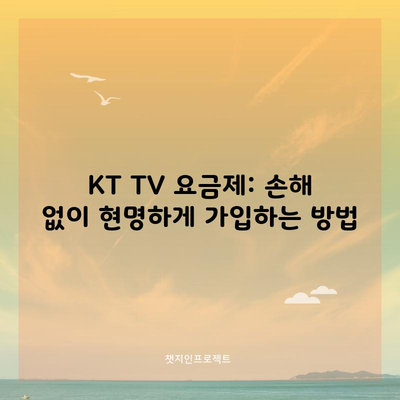 KT TV 요금제: 손해 없이 현명하게 가입하는 방법