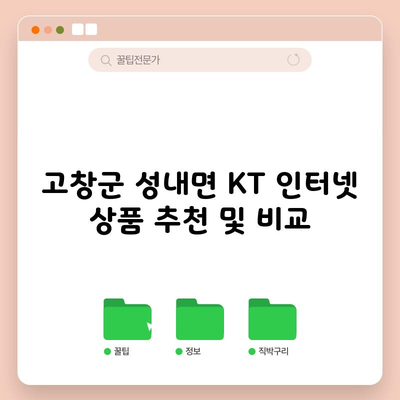 고창군 성내면 KT 인터넷 상품 추천 및 비교