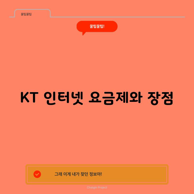 KT 인터넷 요금제와 장점