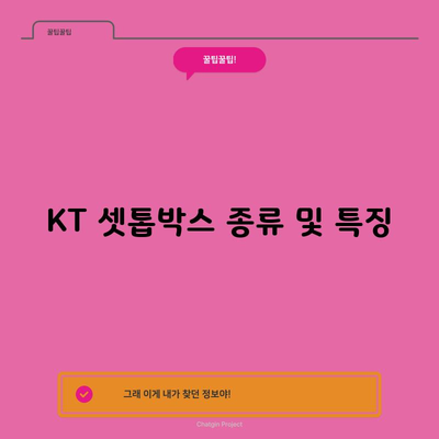 KT 셋톱박스 종류 및 특징