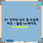 KT 인터넷 속도 및 요금제 비교 – 슬림 vs 베이직