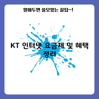 KT 인터넷 요금제 및 혜택 정리