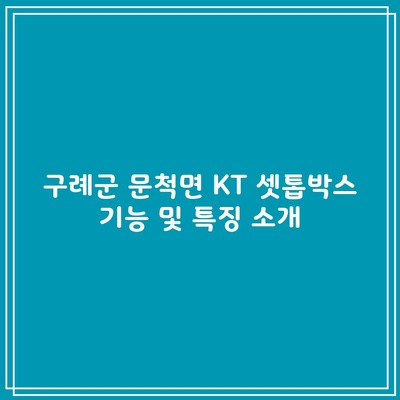 구례군 문척면 KT 셋톱박스 기능 및 특징 소개