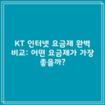 KT 인터넷 요금제 완벽 비교: 어떤 요금제가 가장 좋을까?