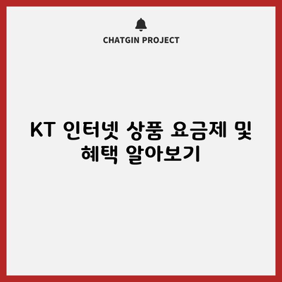 KT 인터넷 상품 요금제 및 혜택 알아보기