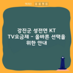 강진군 성전면 KT TV요금제 – 올바른 선택을 위한 안내