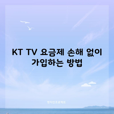 KT TV 요금제 손해 없이 가입하는 방법