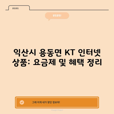 익산시 용동면 KT 인터넷 상품: 요금제 및 혜택 정리