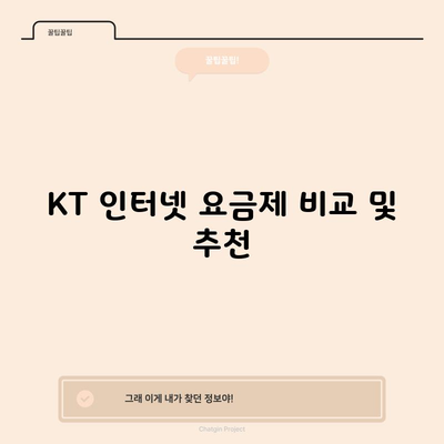 KT 인터넷 요금제 비교 및 추천