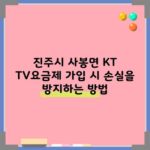 진주시 사봉면 KT TV요금제 가입 시 손실을 방지하는 방법