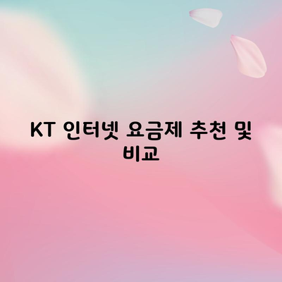 KT 인터넷 요금제 추천 및 비교