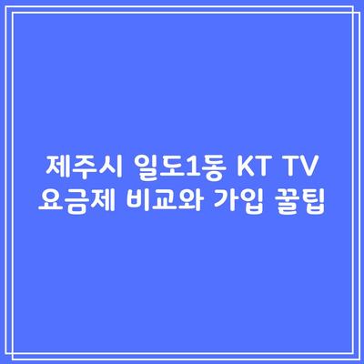 제주시 일도1동 KT TV 요금제 비교와 가입 꿀팁