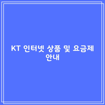 KT 인터넷 상품 및 요금제 안내