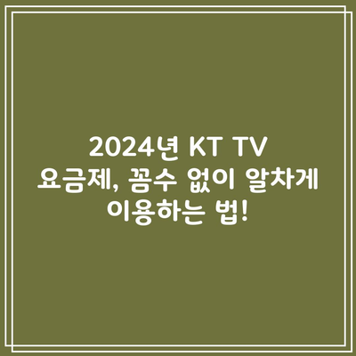 2024년 KT TV 요금제, 꼼수 없이 알차게 이용하는 법!