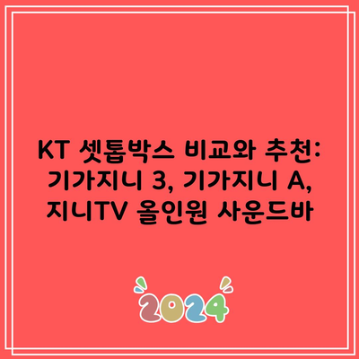 KT 셋톱박스 비교와 추천: 기가지니 3, 기가지니 A, 지니TV 올인원 사운드바