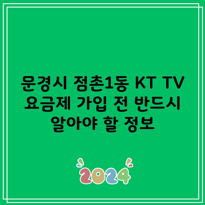 문경시 점촌1동 KT TV 요금제 가입 전 반드시 알아야 할 정보