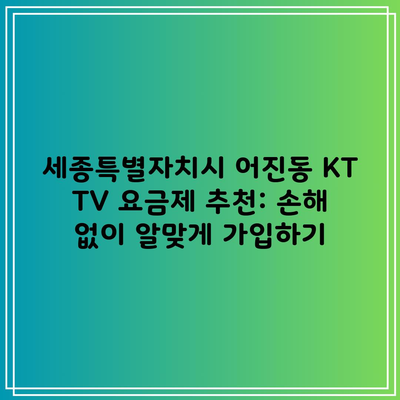 세종특별자치시 어진동 KT TV 요금제 추천: 손해 없이 알맞게 가입하기