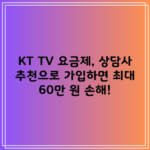 KT TV 요금제, 상담사 추천으로 가입하면 최대 60만 원 손해봅니다.