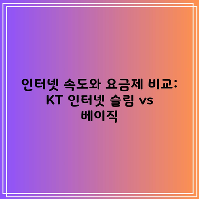 인터넷 속도와 요금제 비교: KT 인터넷 슬림 vs 베이직