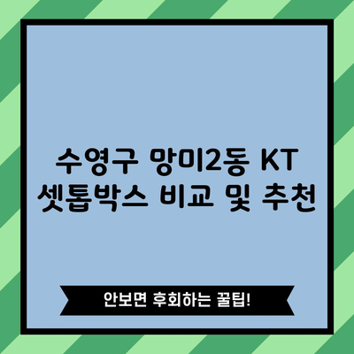 수영구 망미2동 KT 셋톱박스 비교 및 추천