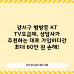 강서구 범방동 KT TV요금제, 상담사가 추천하는 대로 가입하다간 최대 60만 원 손해!