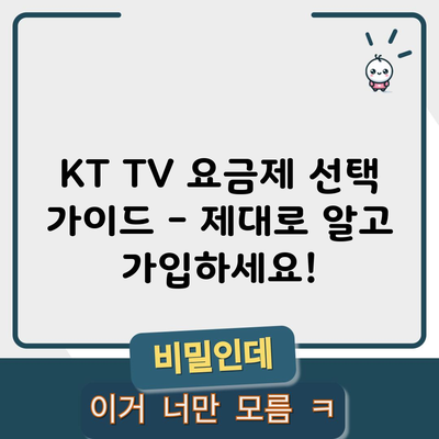 KT TV 요금제 선택 가이드 – 제대로 알고 가입하세요!