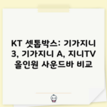 KT 셋톱박스: 기가지니 3, 기가지니 A, 지니TV 올인원 사운드바 비교