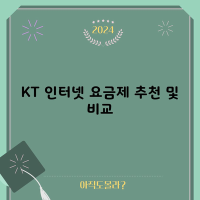 KT 인터넷 요금제 추천 및 비교