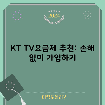 KT TV요금제 추천: 손해 없이 가입하기