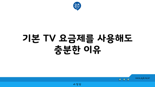 기본 TV 요금제를 사용해도 충분한 이유