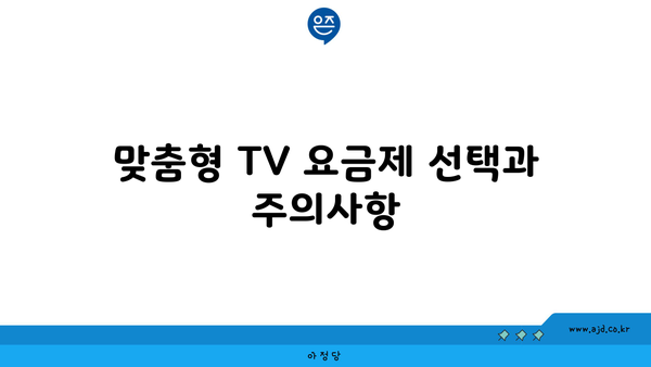 맞춤형 TV 요금제 선택과 주의사항