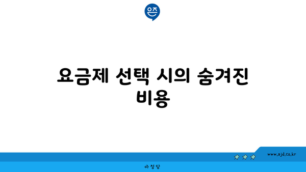 요금제 선택 시의 숨겨진 비용