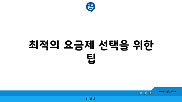 최적의 요금제 선택을 위한 팁