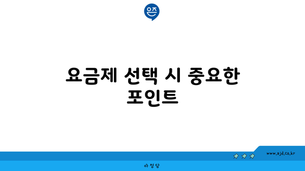 요금제 선택 시 중요한 포인트