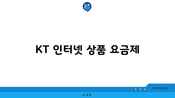 KT 인터넷 상품 요금제